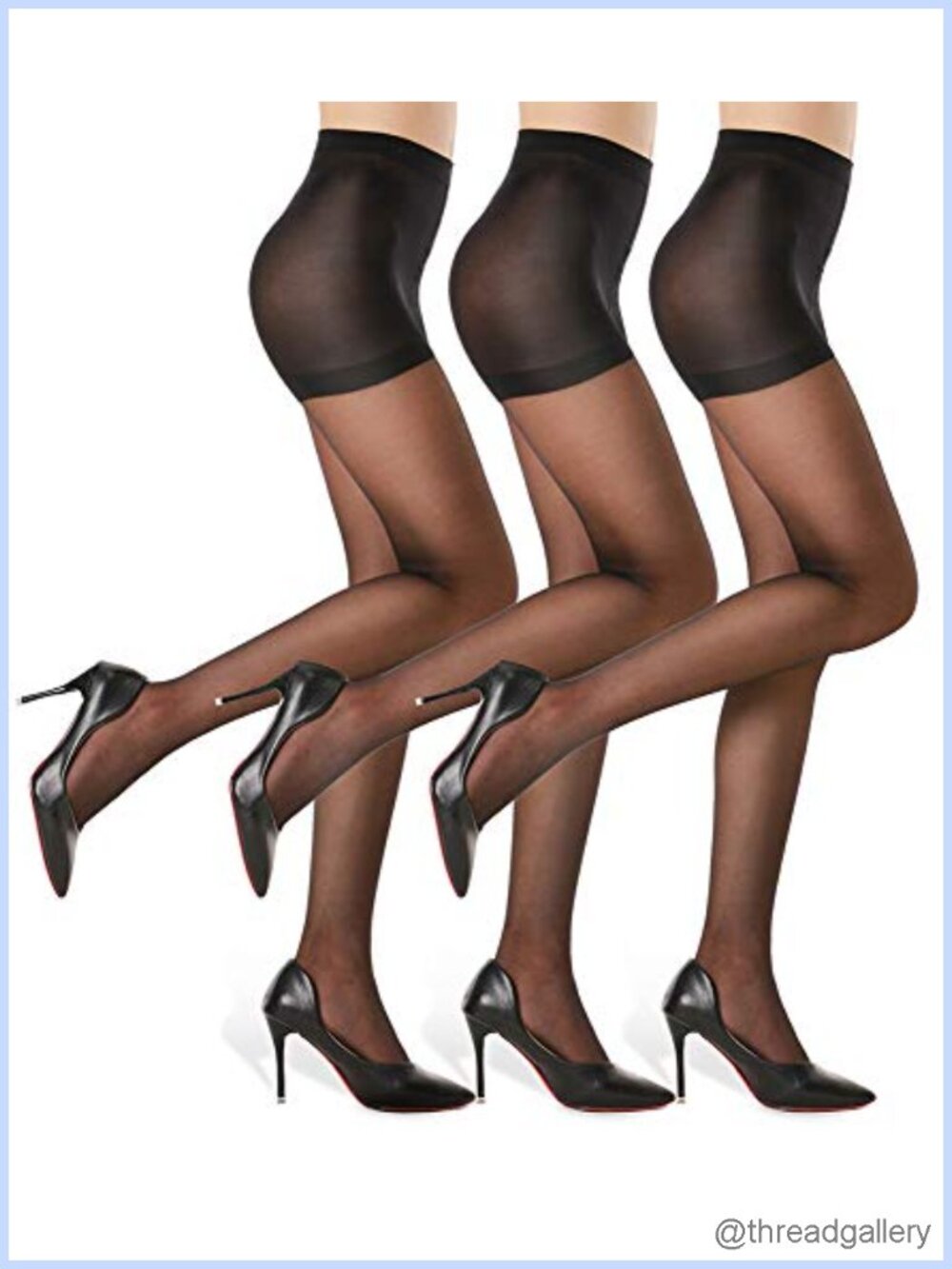 3 Pk Sheer Tights 20D Control Top Pantyhose Reinforced Toe